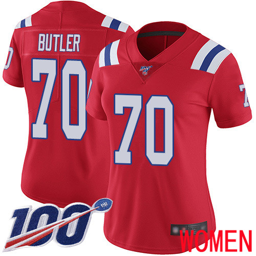 New England Patriots Football #70 100th Season Limited Red Women Adam Butler Alternate NFL Jersey->women nfl jersey->Women Jersey